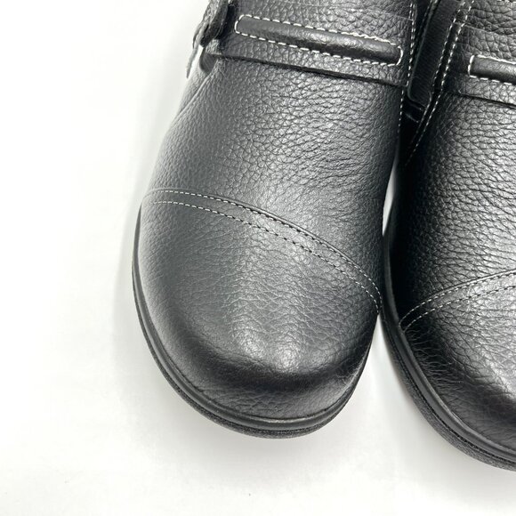 6.5W 6.5 WIDE WIDTH Clarks Cheyn Madi Black Leather Comfort Loafers Shoes New - Picture 4 of 12